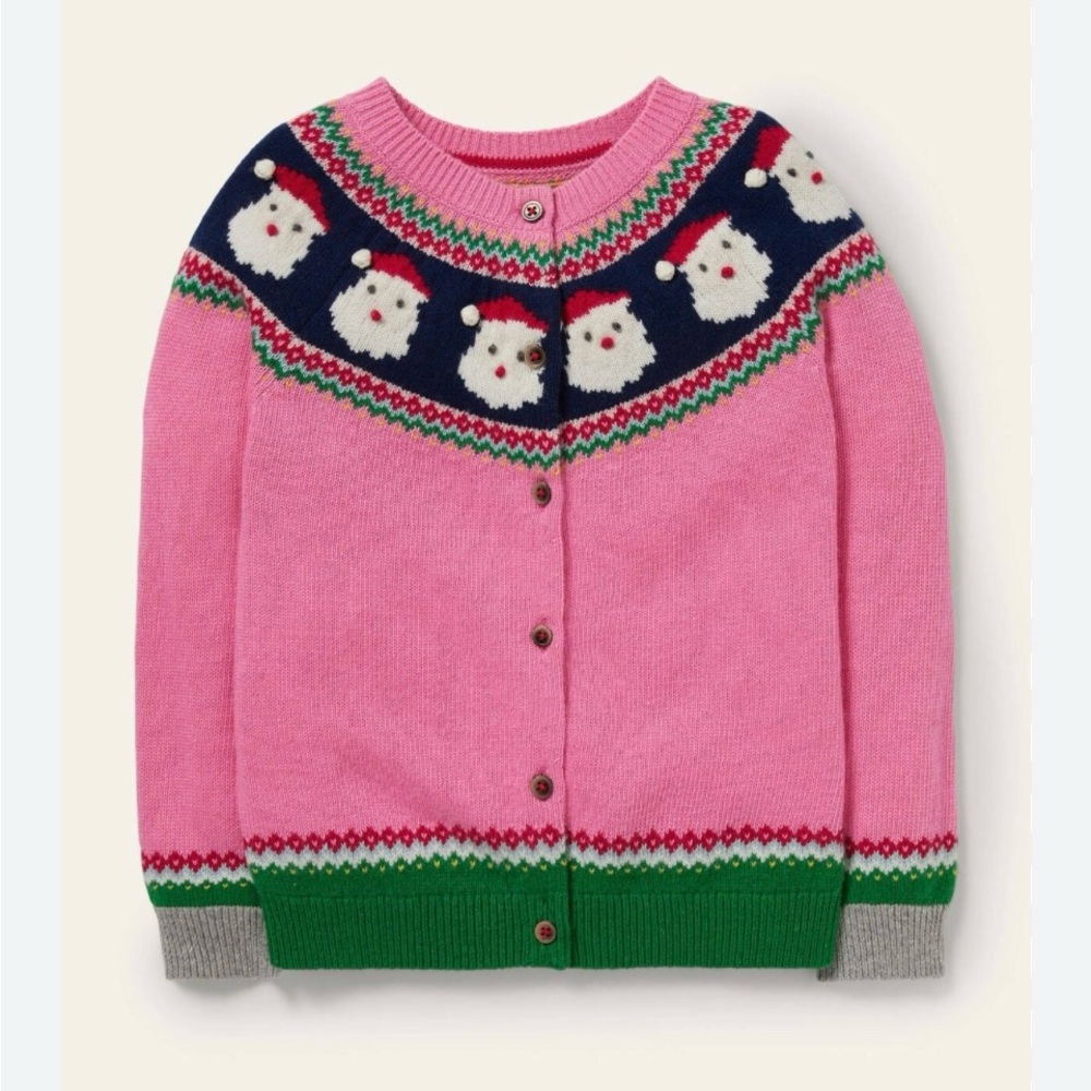Mini Boden Pink Santa Sweater
